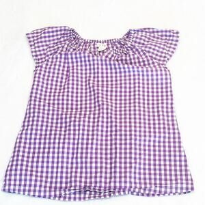 Olive Juice Gingham Plaid Top sz 7 purple gingham short sleeve Flutter Sleeve